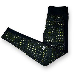 Under Armour Women's Black Leggings with Neon Yellow Speckle